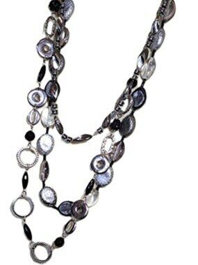 Silver Stacked Layered Lucite Necklace Trio